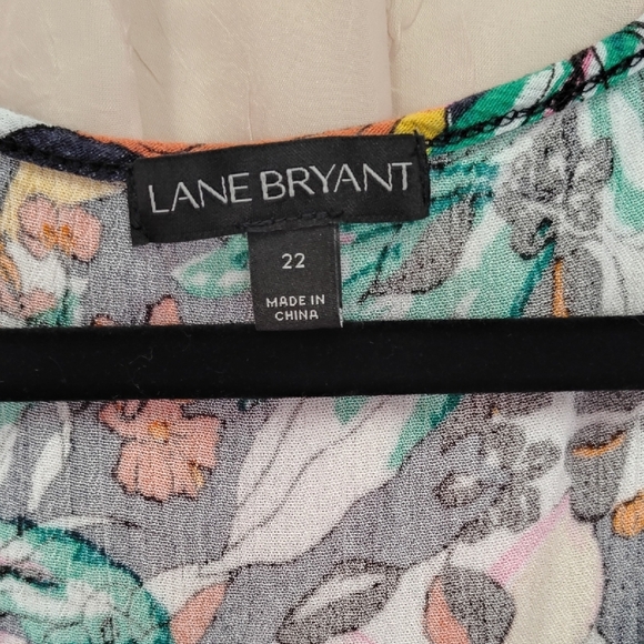 Lane Bryant Pink and Green Floral Blouse - Picture 2 of 3